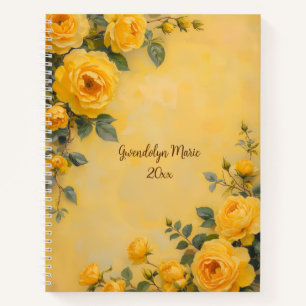Beautiful Yellow Roses Oil Painting Style Diary or Notebook