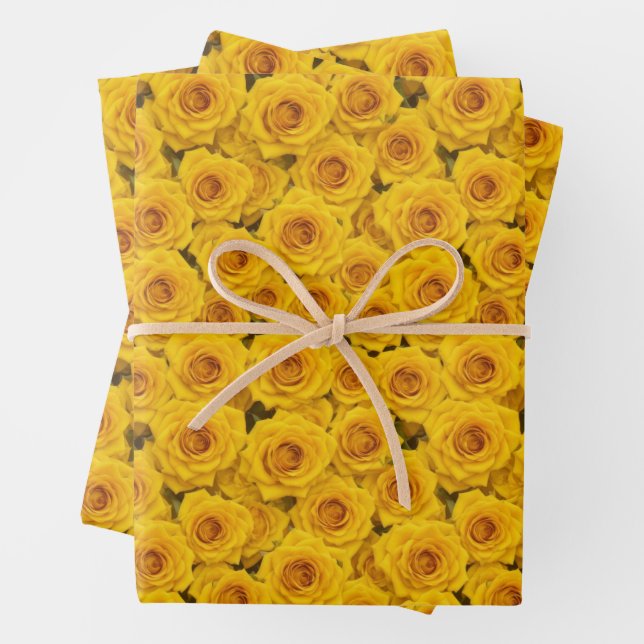 Beautiful Yellow Roses Wrapping Paper Sheet (In situ)
