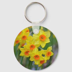 Beautiful yellow spring daffodils key ring