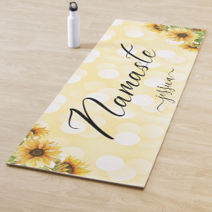 Beautiful Yellow Sunflower Floral Namaste Custom  Yoga Mat