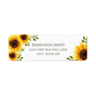 Beautiful Yellow Sunflowers White Return Address Label
