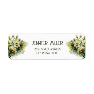 Beautiful yellow water daffodils return address label