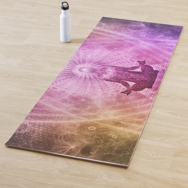 Beautiful Yoga Meditation Lotus Pose Silhouette Yoga Mat (In Situ)