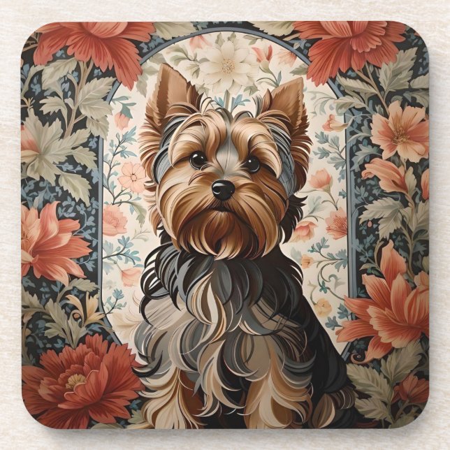 Beautiful Yorkie | Yorkshire Terrier Portrait Coaster (Front)