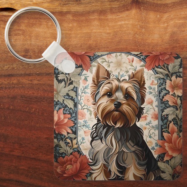 Beautiful Yorkie | Yorkshire Terrier Portrait Key Ring (Front)