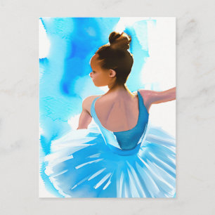 Beautiful Young Ballerina in Blue Postcard