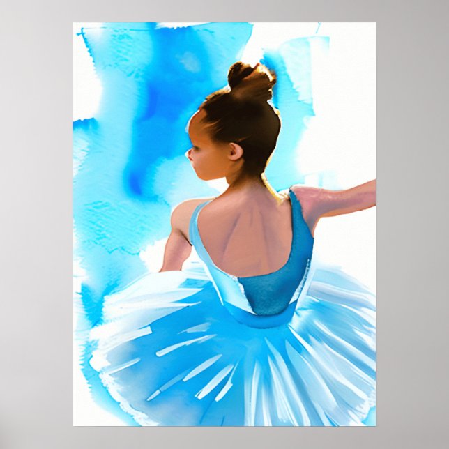 Beautiful Young Ballerina in Blue  Poster (Front)