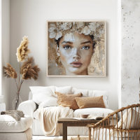 Beautiful Young Fashion Model Floral Portrait Art