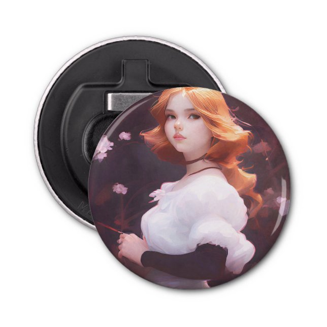 Beautiful Young Girl Amongst Pink Flowers Portrait Bottle Opener (Front)