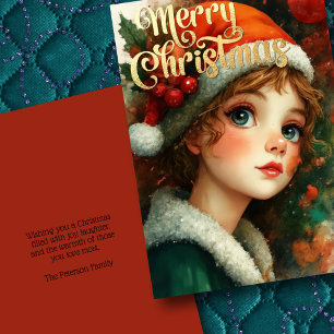 Beautiful Young Girl Christmas Card