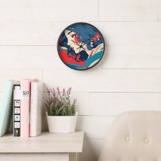 Beautiful young lady portrait art clock