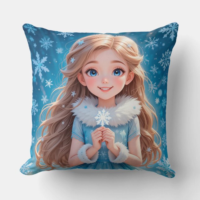 Beautiful  young snow maiden cushion (Front)