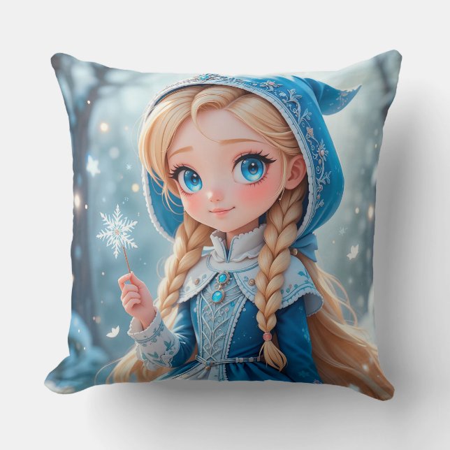 Beautiful  young snow maiden cushion (Front)