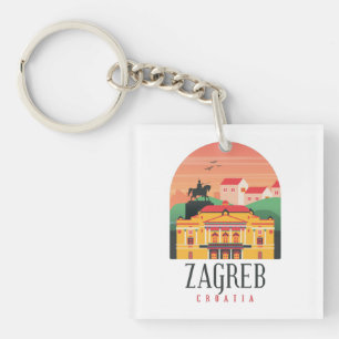 Beautiful Zagreb Croatia Cityscape Vintage   Key Ring