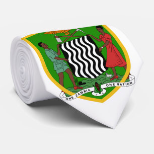 Beautiful Zambia Flag Coat Arm Tie