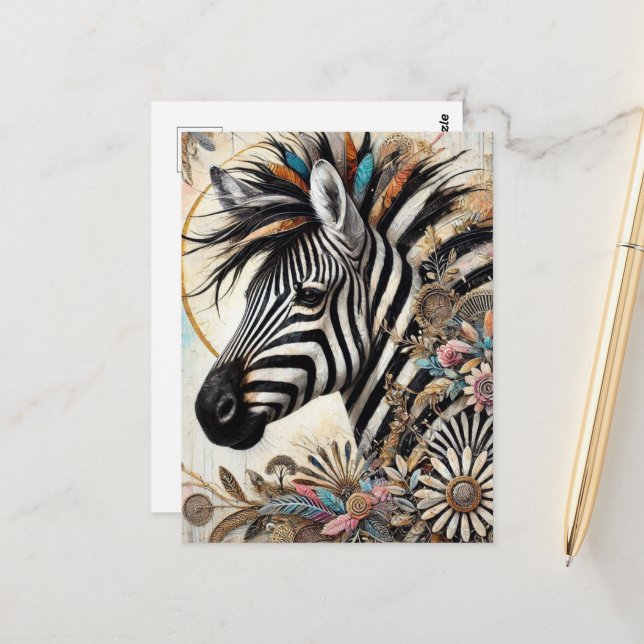 Beautiful Zebra  Postcard (Front/Back In Situ)
