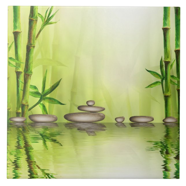 Beautiful Zen Relaxing Spa Illustration Ceramic Tile (Front)