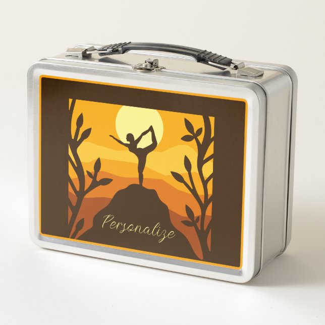 Beautiful Zen Yoga Meditation Sunset Personalised Metal Lunch Box (Front)