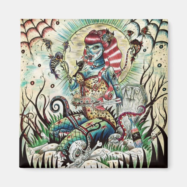 Beautiful Zombie pin up girl magnet. Magnet (Front)