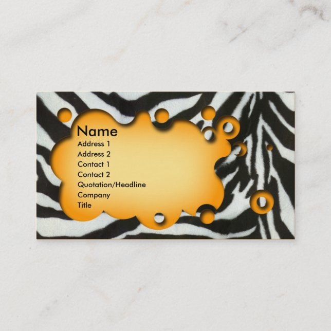 Beautifull customisable business card zebra (Front)