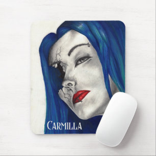 Beautifully Broken Fantasy Goth Girl Blue Hair Art Mouse Pad