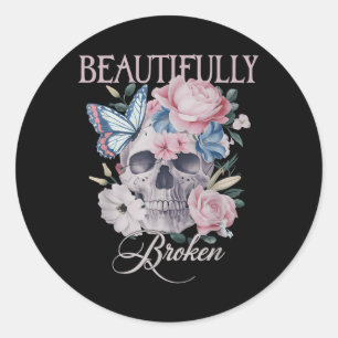Beautifully-broken Funny Distressed Meme Christian Classic Round Sticker