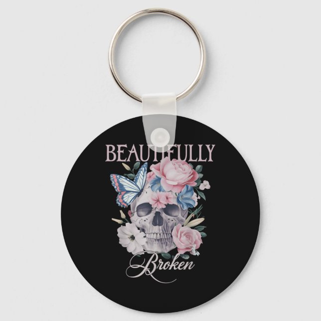 Beautifully-broken Funny Distressed Meme Christian Key Ring (Front)