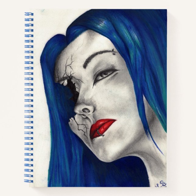 Beautifully Broken Goth Girl Horror Fantasy Art Notebook (Front)