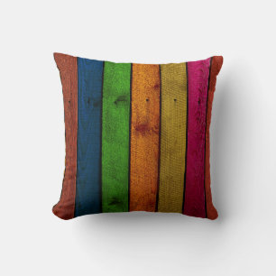 beautifully coloured wooden planks cushion