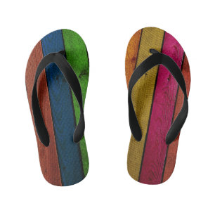beautifully coloured wooden planks kid's thongs