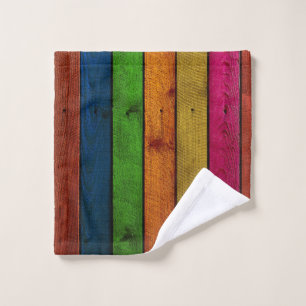 beautifully coloured wooden planks wash cloth