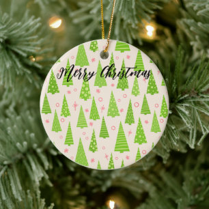Beautifully Decorated Christmas Tree Ceramic Ornament