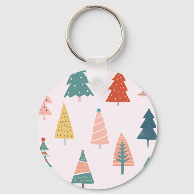 Beautifully Decorated Christmas Tree  Key Ring (Front)