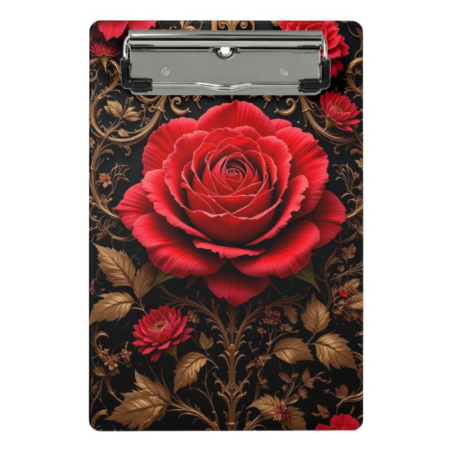 Beautifully designed red rose mini clipboard (Front)