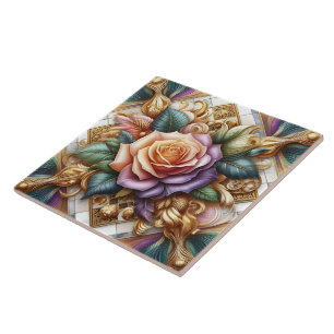 Beautifully Designed Roses in Intricate Art Ceramic Tile