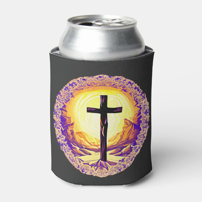 Beautifully Detailed Christian Cross Can Cooler (Can Front)
