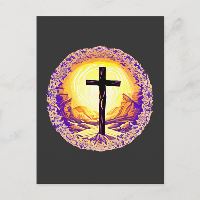 Beautifully Detailed Christian Cross Postcard (Front)