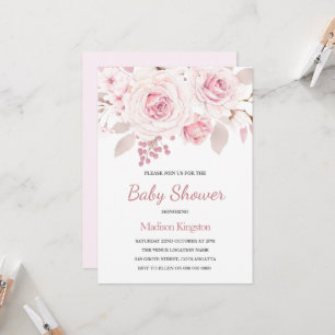 Beautifully Elegant Blush Roses Baby Shower Invitation
