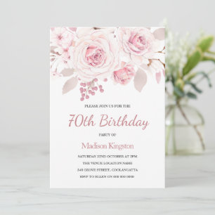 Beautifully Elegant Roses Womans 70th Birthday Invitation
