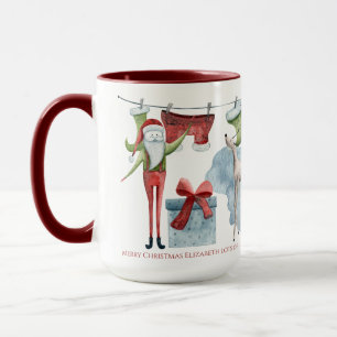 Beautifully Folk Art Illustrated Personalised Xmas Mug