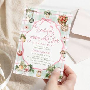 Beautifully Grown With Love Girl Baby Shower Invitation