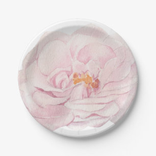 Beautifully Hand Drawn Pink Peony Paper Plate