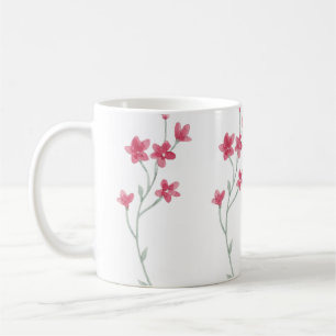 Beautifully Hand Painted Dusty Pink Wild Flowers  Coffee Mug