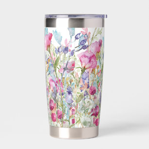 Beautifully Hand Painted Floral Insulated Tumbler