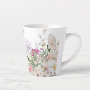 Beautifully Hand Painted Floral Print Latte Mug