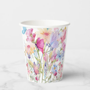 Beautifully hand painted floral print  paper cups