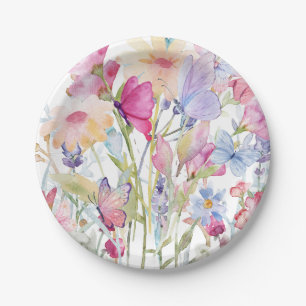 Beautifully Hand Painted Floral Print Paper Plate