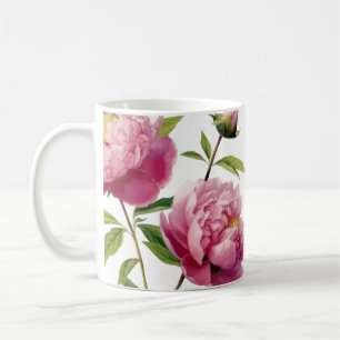 Beautifully Hand Painted Gradient Pink Peonies Coffee Mug
