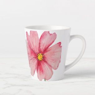 Beautifully Hand Painted Pink Wild Flower Latte Mug