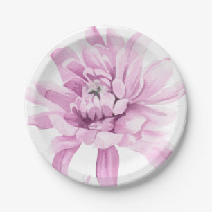 Beautifully Hand Painted Pink Wild Flowers Paper Plate
